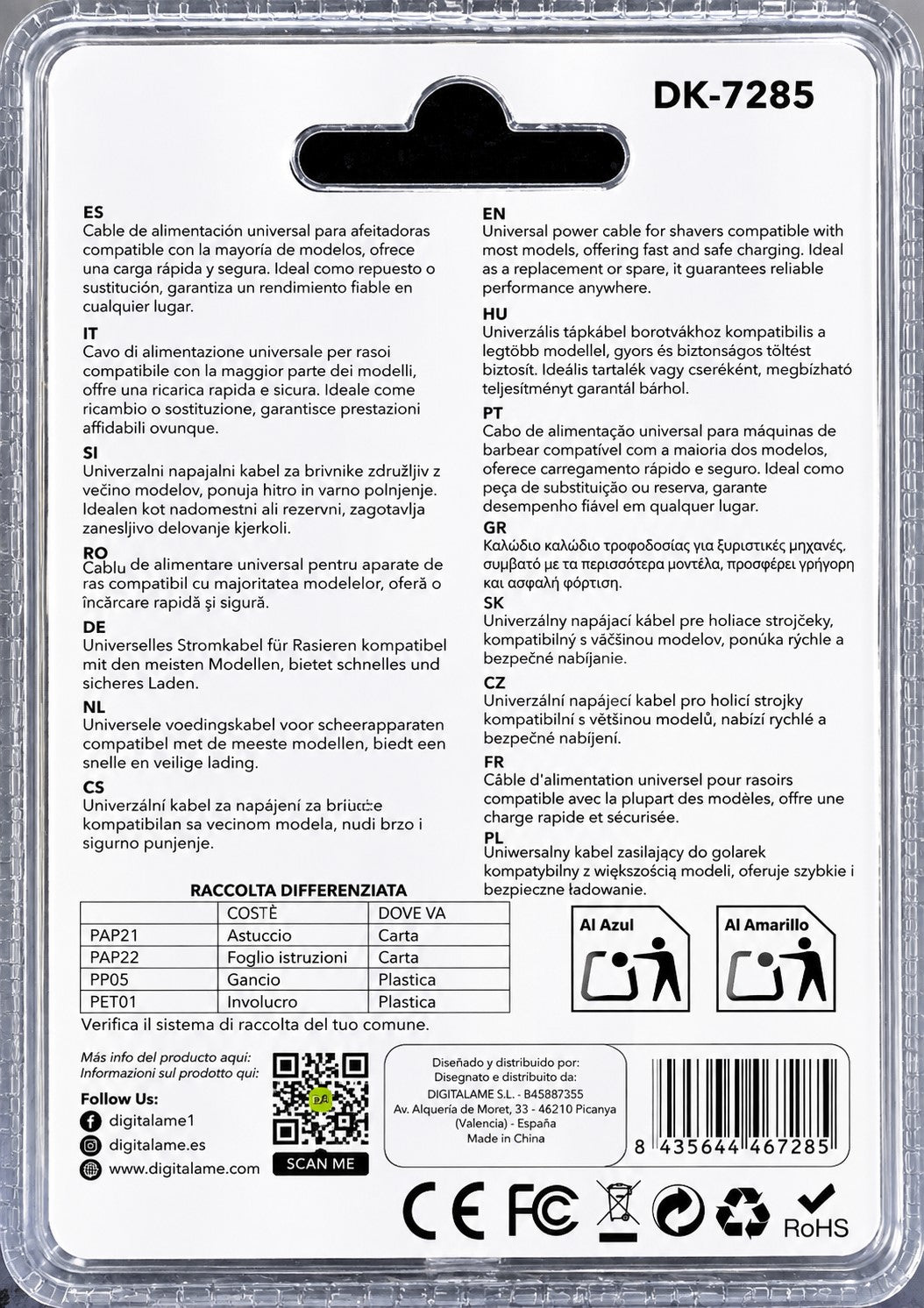 Cable USB para Afeitadoras Philips Serie 5000 – Cable de Carga DK-7