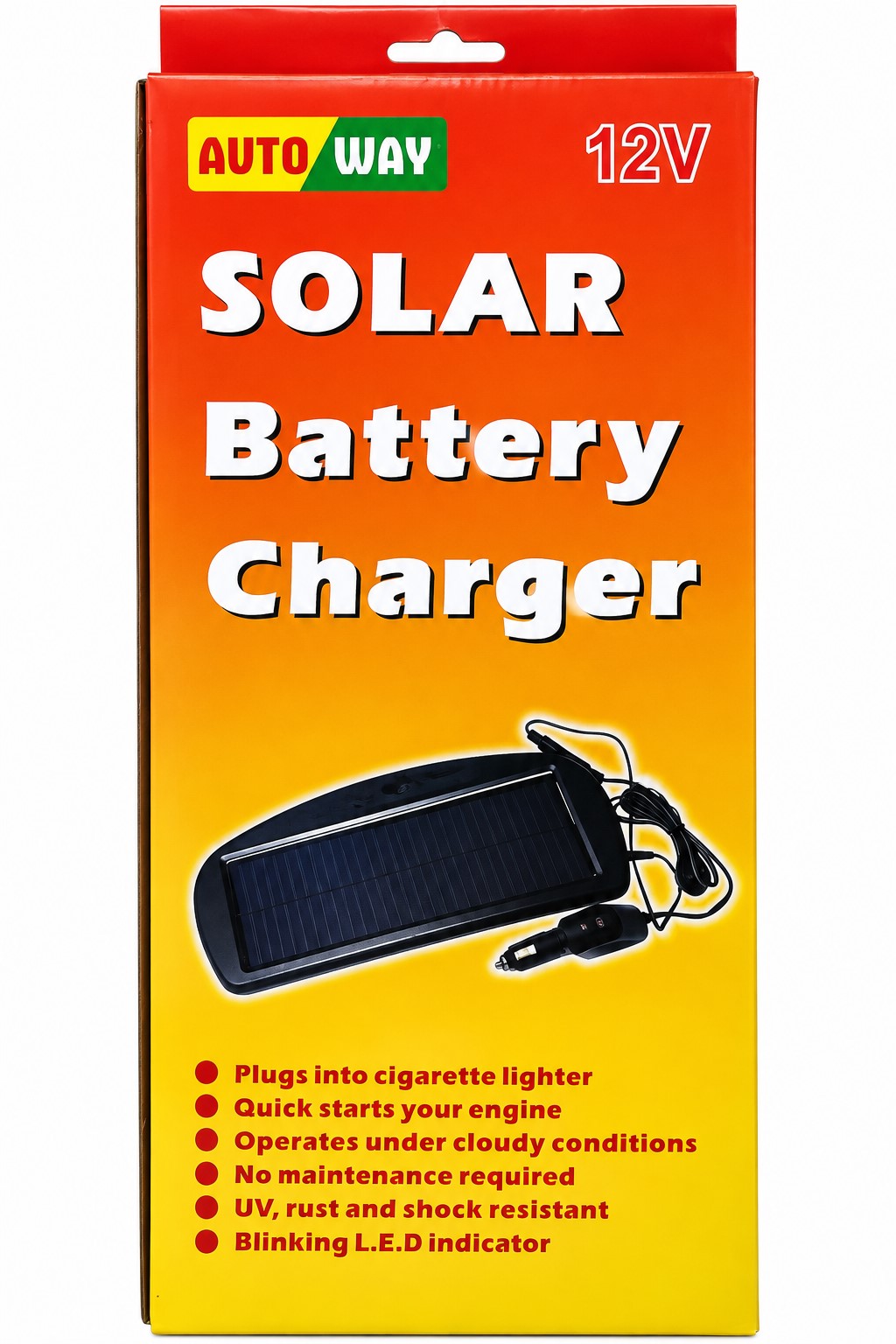 Cargador Solar de Batería 12V para Coche | Panel Solar con Conector de Mechero | AUTO WAY