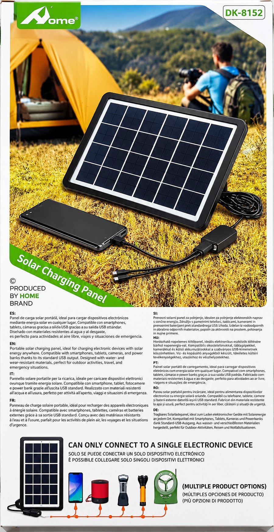 Panel Solar Portátil 6V 3,5W | Cargador USB con Soporte y Cable 3 en 1