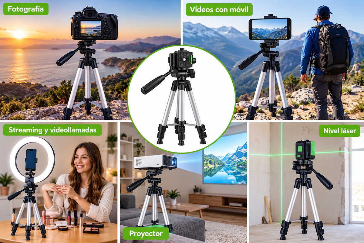 Trípode Universal Green Lyca 120 cm | Extensible y Plegable | Rosca 1/4" | GL69809