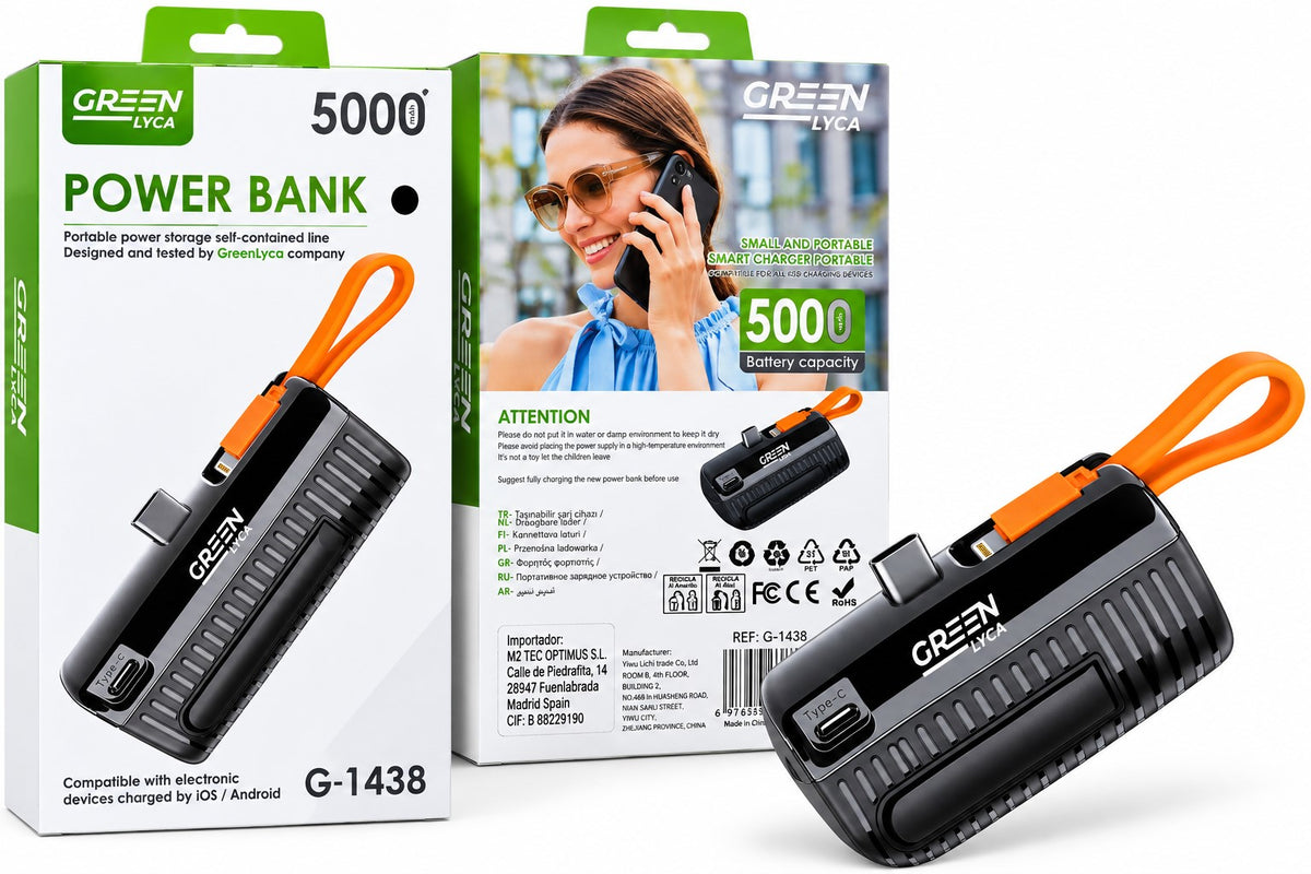 Power Bank 5000mAh | USB-C + Lightning Integrados | G-1438