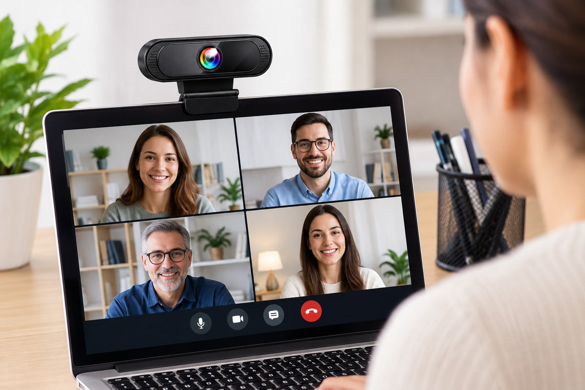 Webcam HD 720P 2MP | Cámara Web USB con Micrófono y Soporte para Monitor