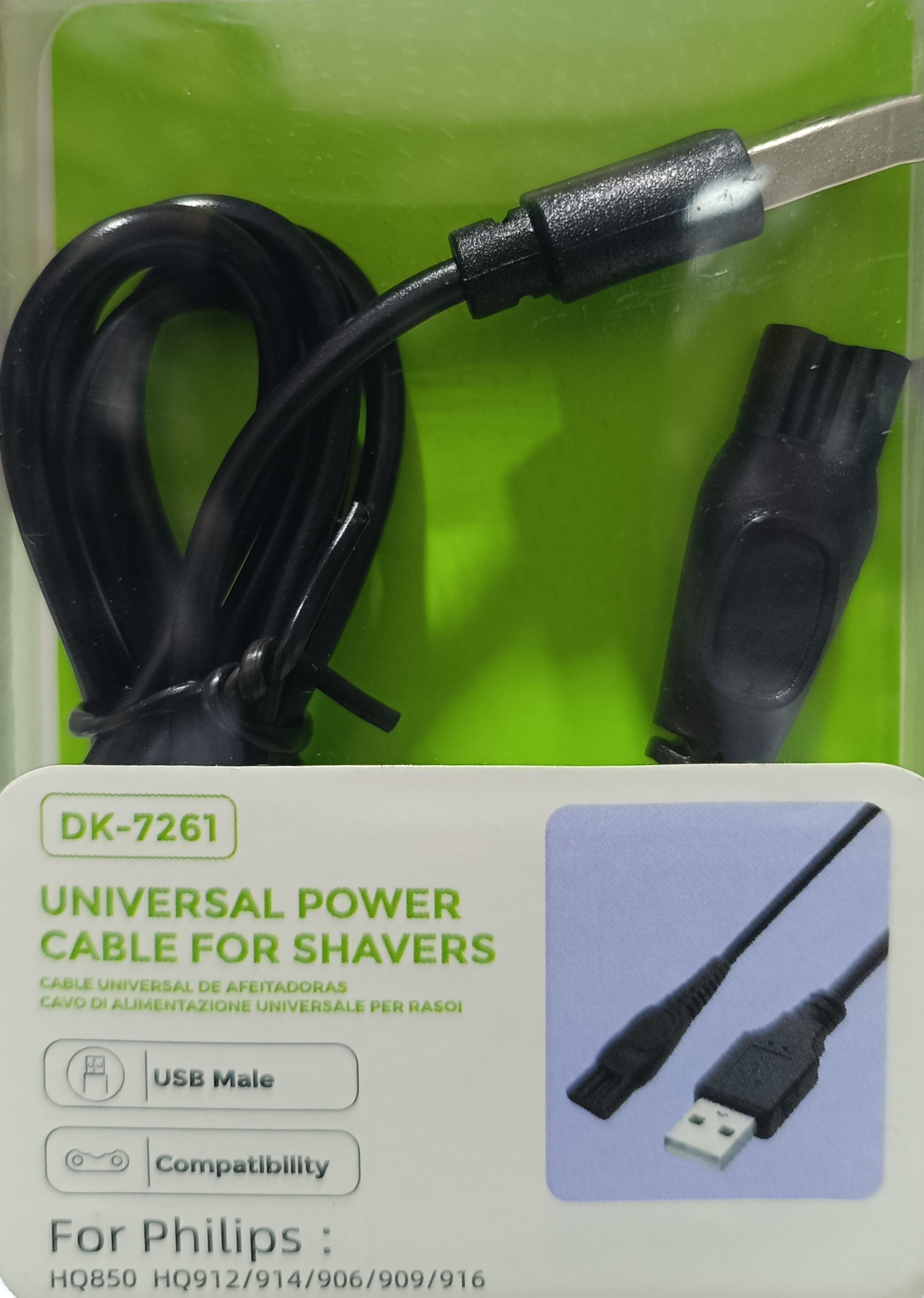Cable USB Universal para Afeitadoras Philips HQ850, HQ912, HQ914, HQ906, HQ909 y HQ916