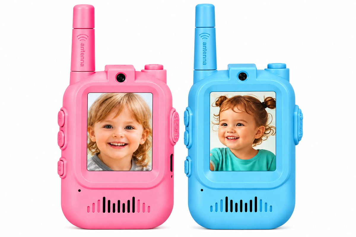 Walkie Talkie Infantil 2 Unidades con Cámara | Pantalla 2” | Videocomunicación | Recargable USB-C