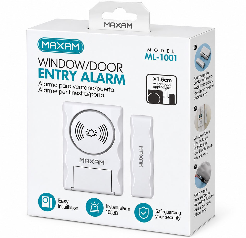Alarma para Puerta y Ventana MAXAM ML-1001 | 105dB | Sensor Magnético
