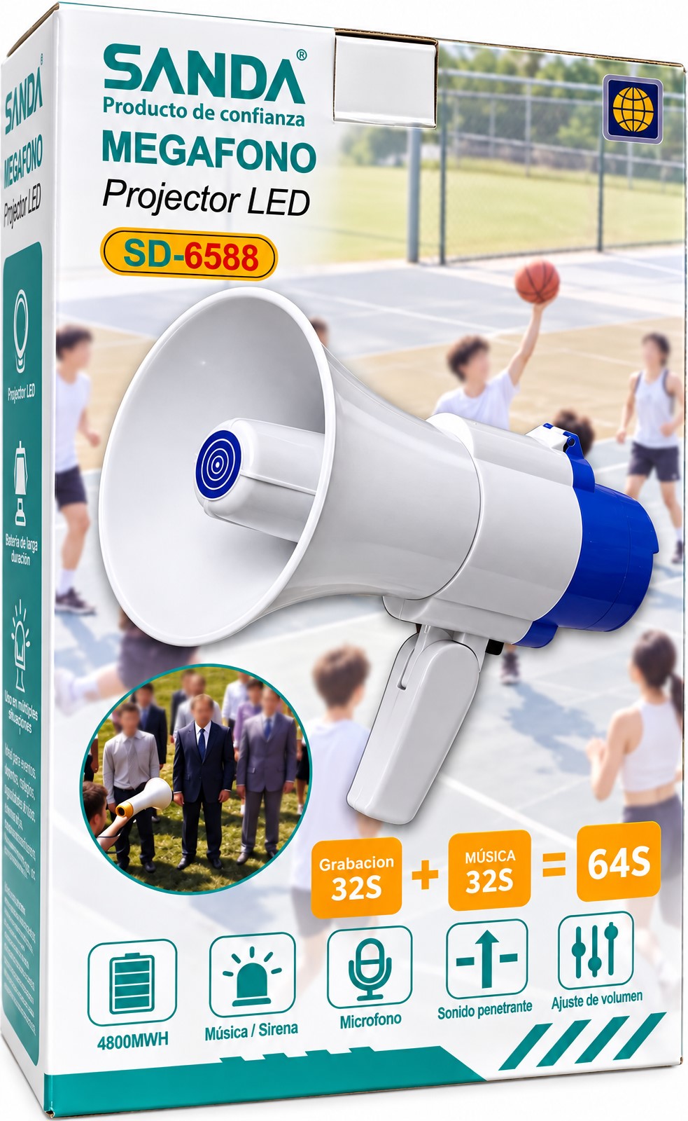 Megáfono 5W SD-6588 5W – Grabación 32s, Música, Sirena, Gran Alcance