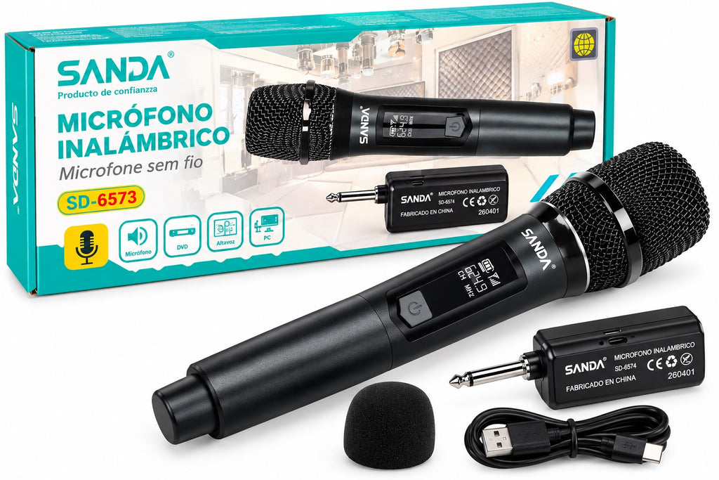 Micrófono Inalámbrico | UHF Digital Recargable | Alcance 30-50 m