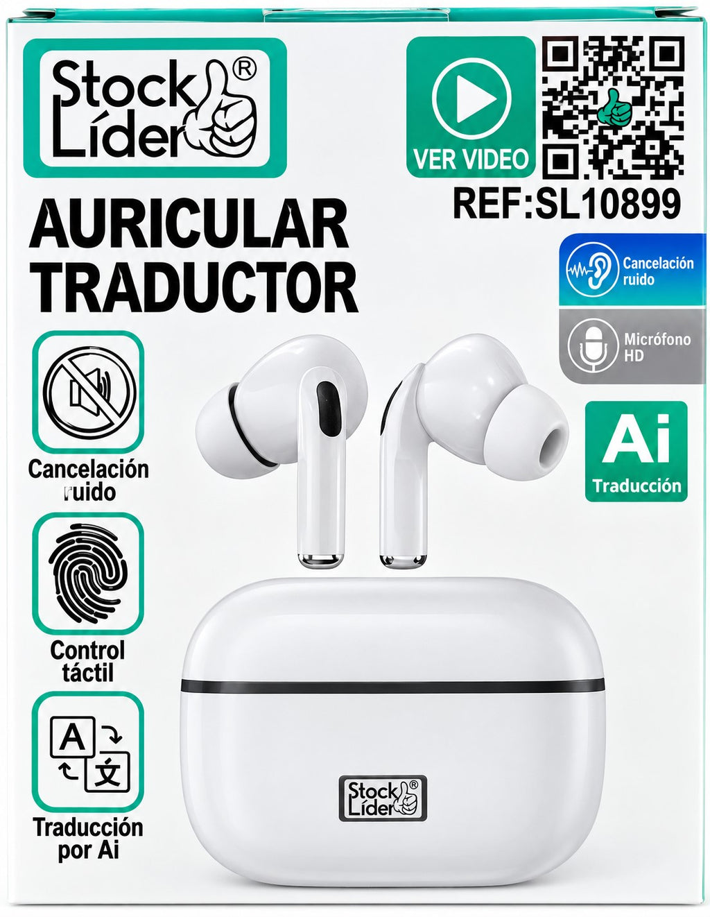 Auriculares Traductores con IA Bluetooth | Cancelación de Ruido | Estuche de Carga USB-C