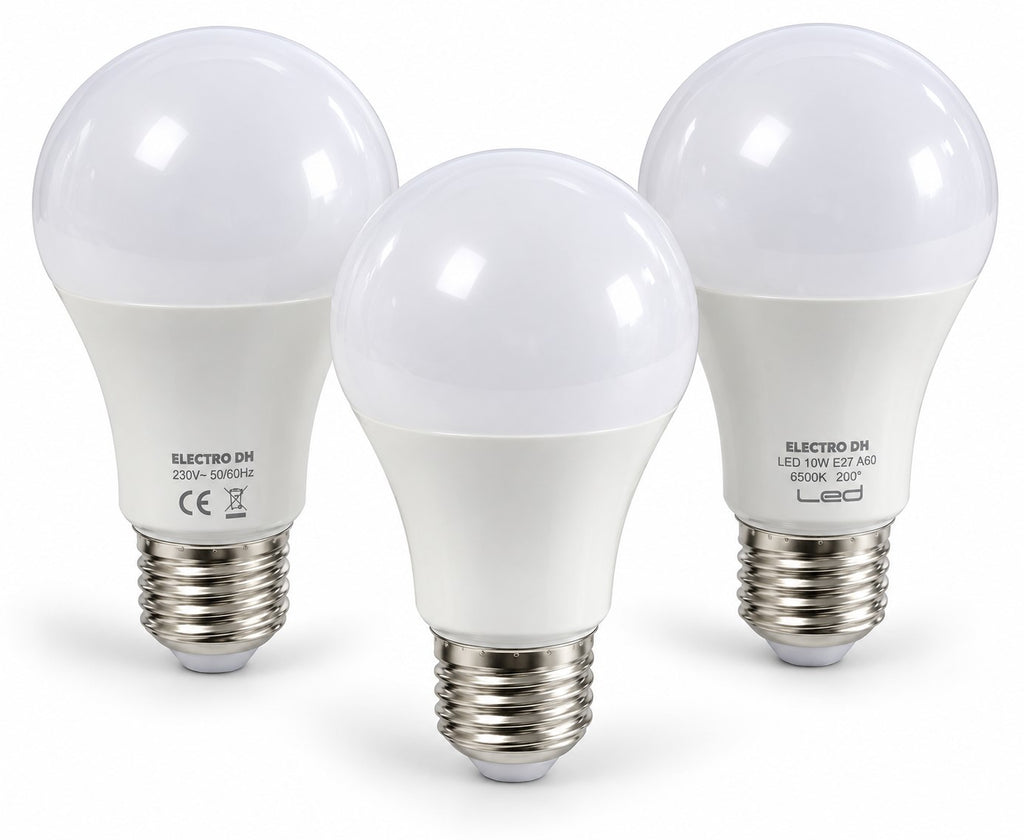 Pack 3 Bombillas LED E27 10W 6500K 850 lm A60 | Luz Día