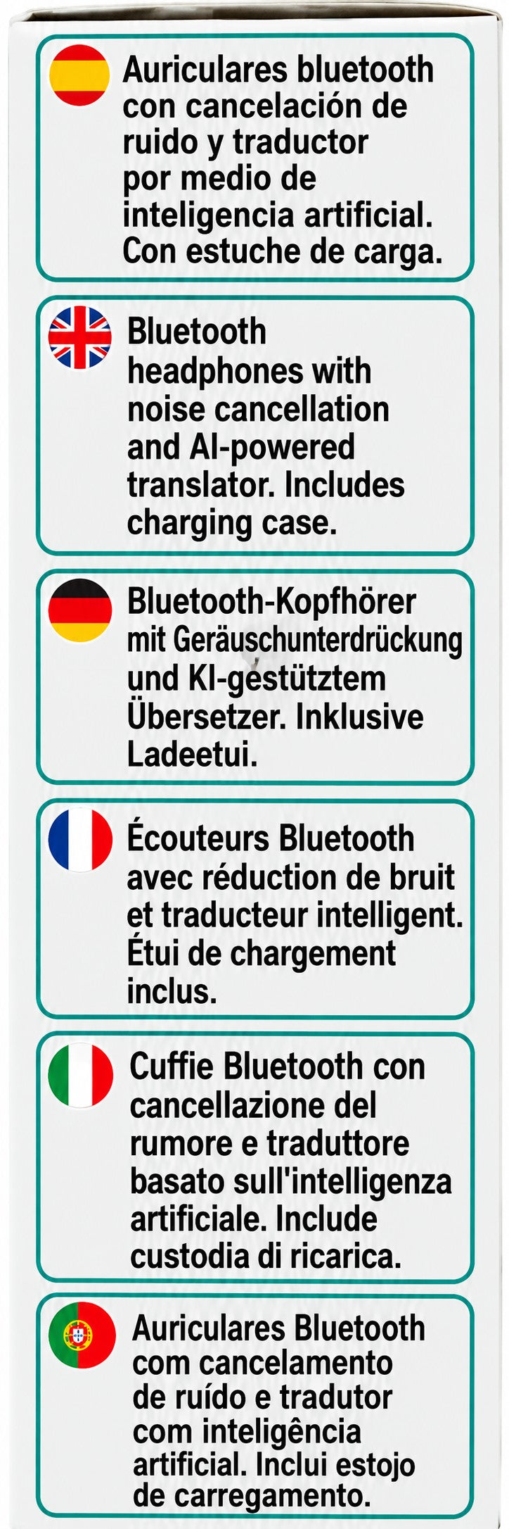 Auriculares Traductores con IA Bluetooth | Cancelación de Ruido | Estuche de Carga USB-C