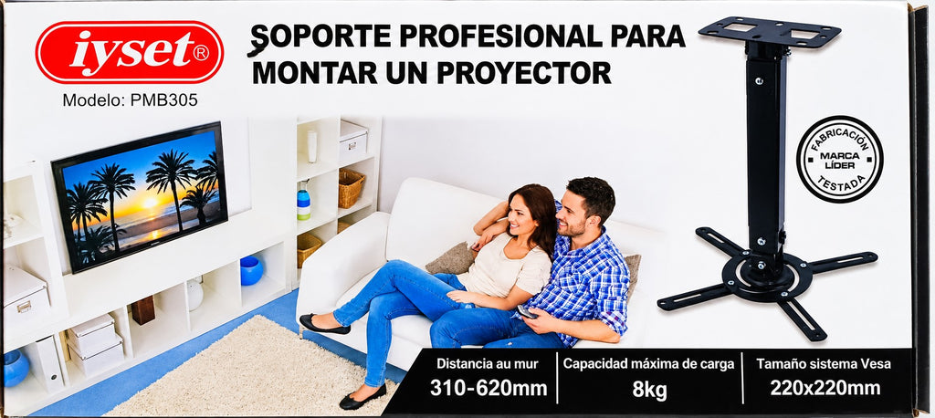 Soporte de Techo para Proyector | Extensible 38-62 cm | Hasta 8 kg