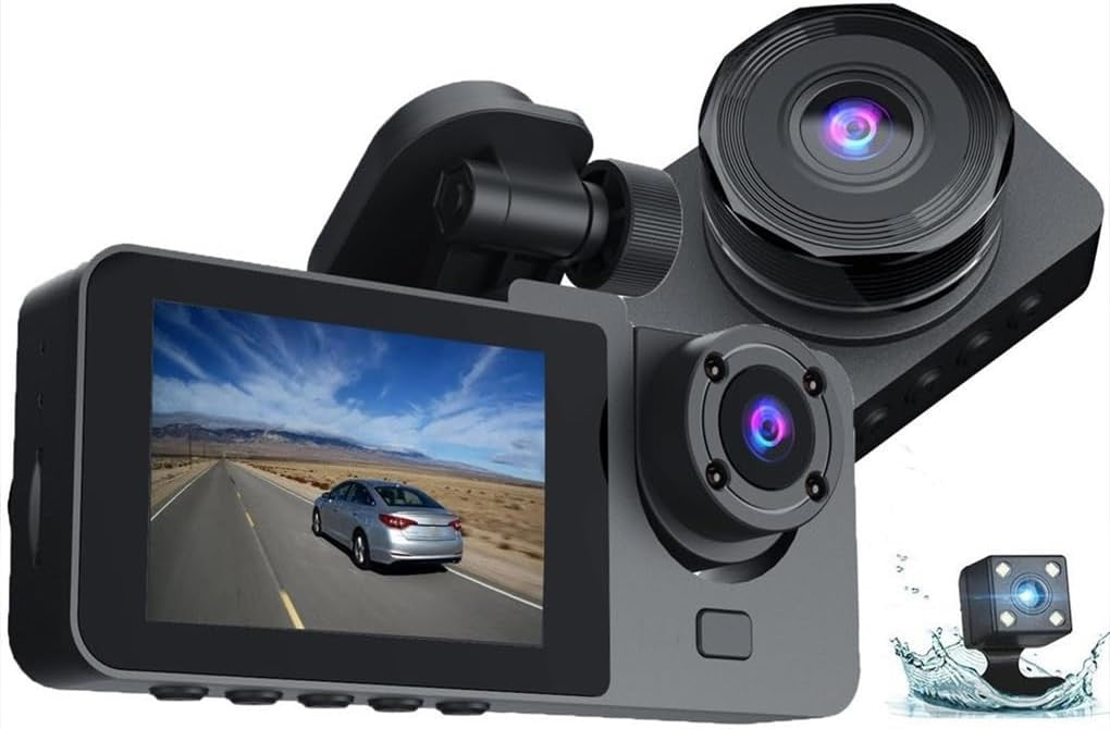 Cámara Dash Cam para Coche 1080P con Visión Nocturna, Gran Angular 170° y Cámara Trasera