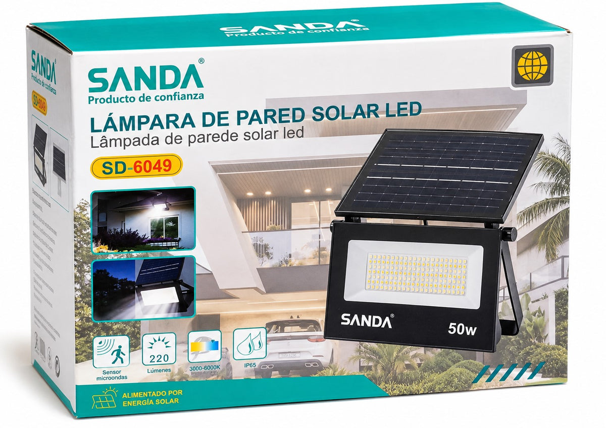 Foco Solar LED 50W | 220 lm | Sensor de Movimiento | IP65