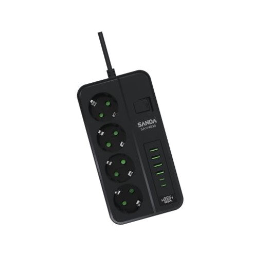 Regleta de Enchufes 3000W con 4 Tomas, 4 USB y 2 USB-C de Carga