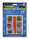 Fusibles automovil, 24 unidades, 6 colores, diferentes valores amperaje