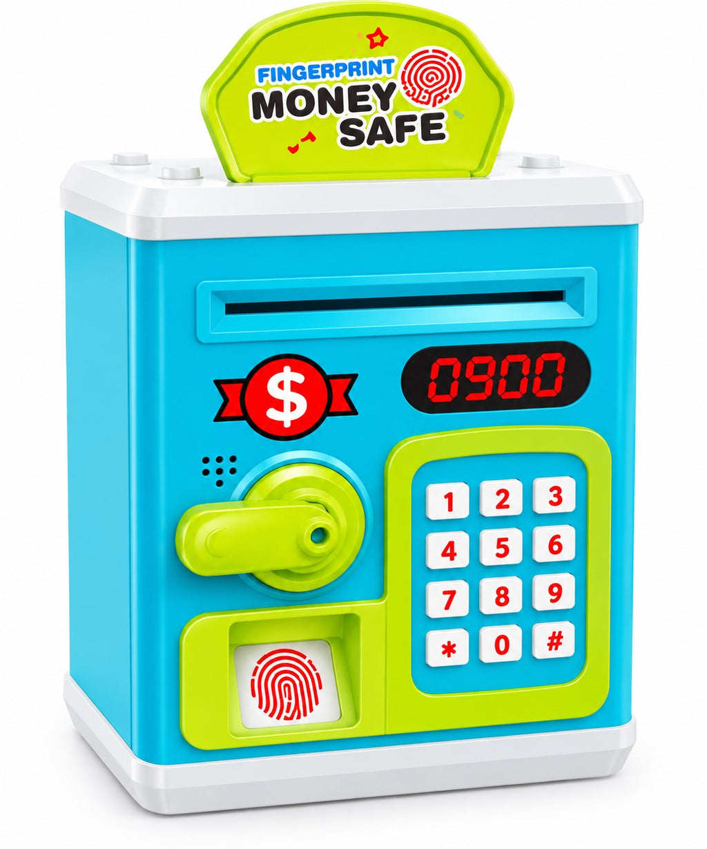 Hucha Caja Fuerte Infantil con Código y Huella | Luces y Sonidos | Money Safe
