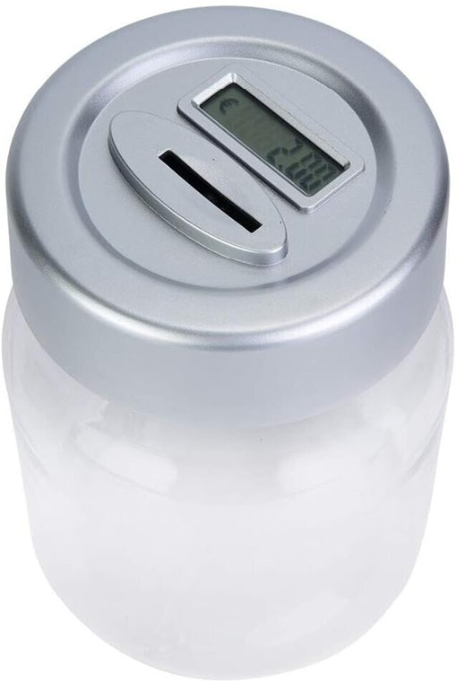 Hucha electrónica transparente, cuenta las monedas, pantalla LCD