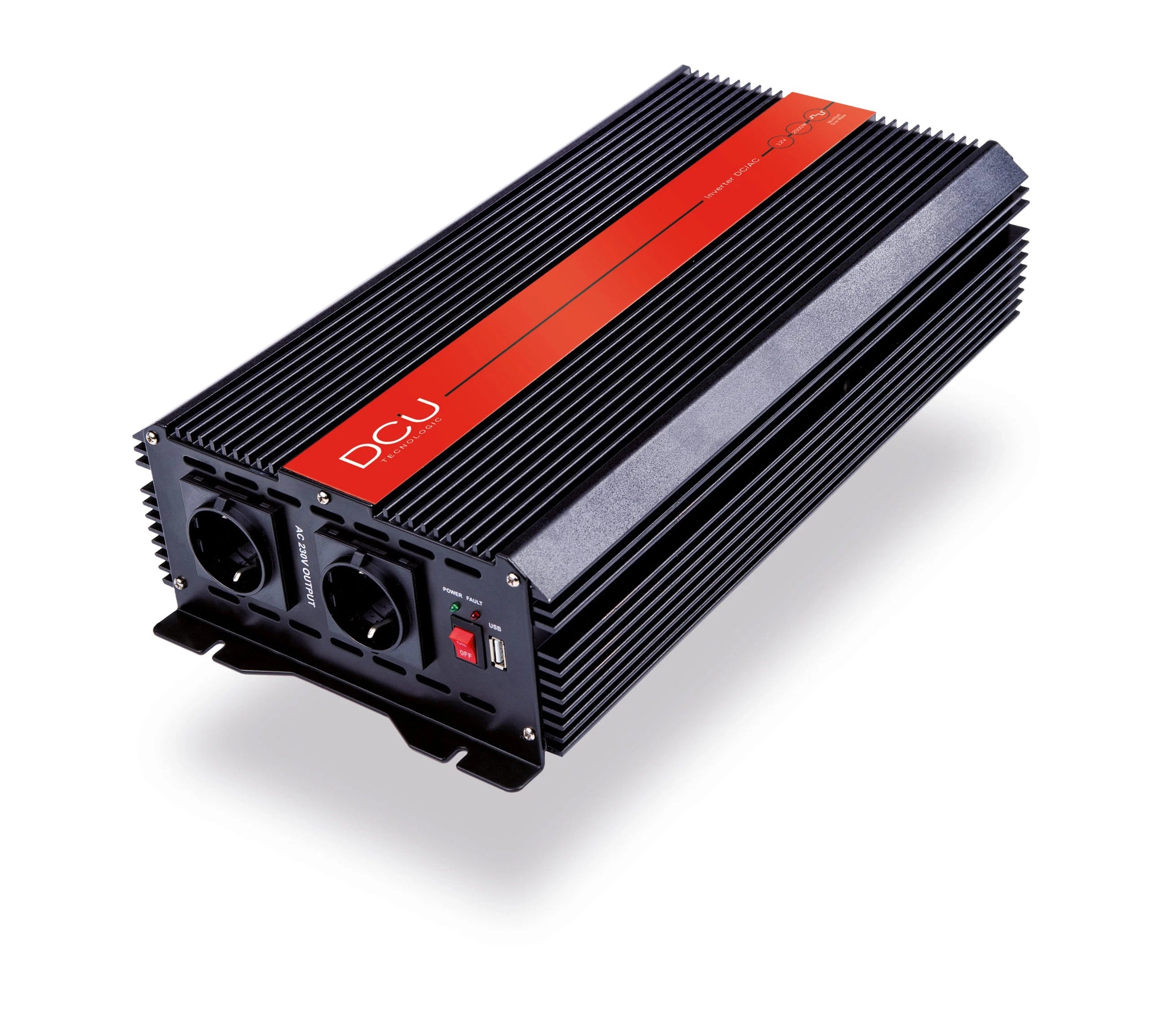 Inversor corriente 2000W. 12V a 230V, Profesional, Onda modificada, Pinzas bateria