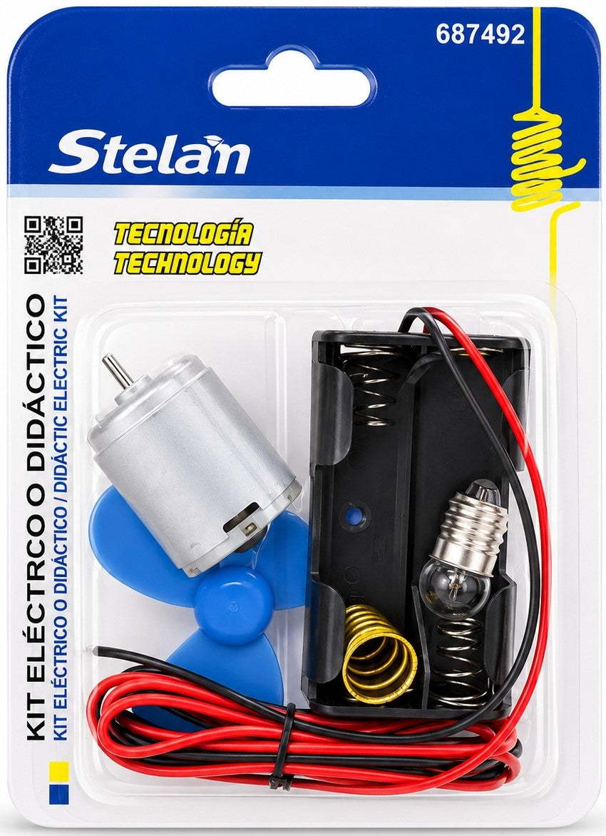 Kit Eléctrico Didáctico | Motor, Portapilas y Componentes para Experimentos