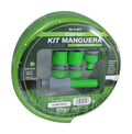 Kit manguera jardin 10m, antitorsion, accesorios, soporte
