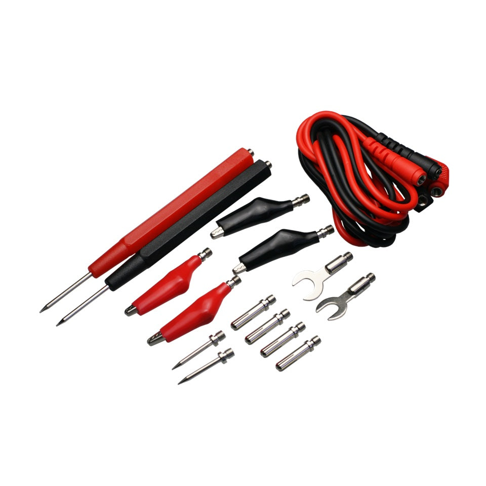 Kit puntas de prueba, profesional con accesorios completos para mediciones y diagnósticos.