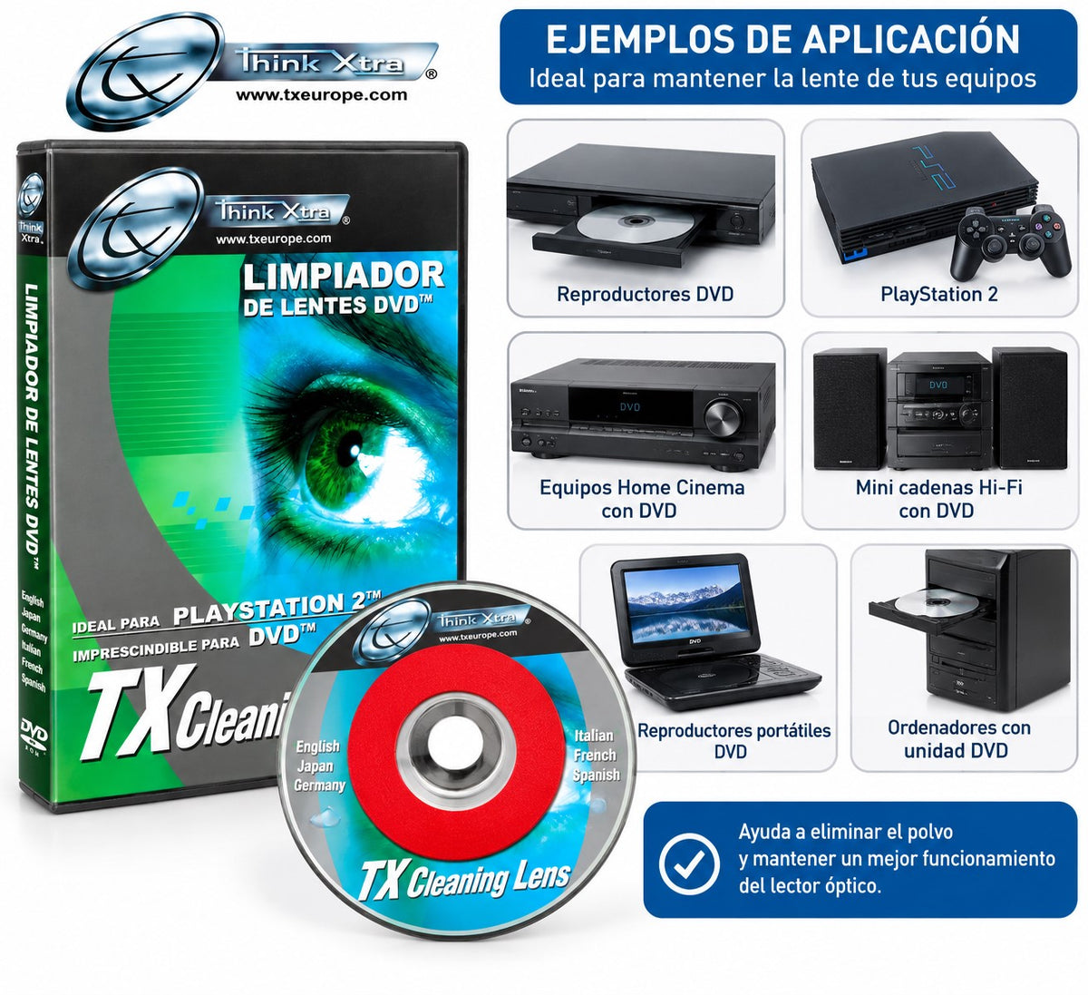 Limpiador de Lente DVD Multimedia | Para Reproductores DVD, CD y Consolas