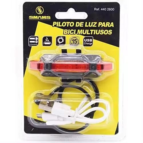 Luz trasera bicicleta, recargable USB, roja