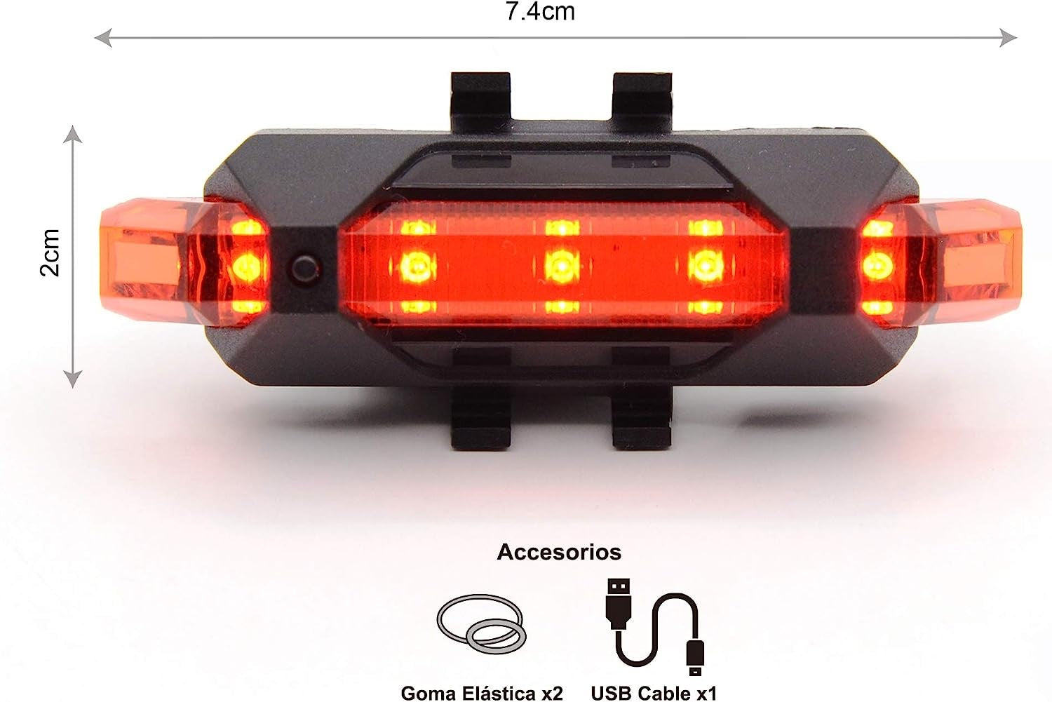 Luz trasera bicicleta, recargable USB, roja