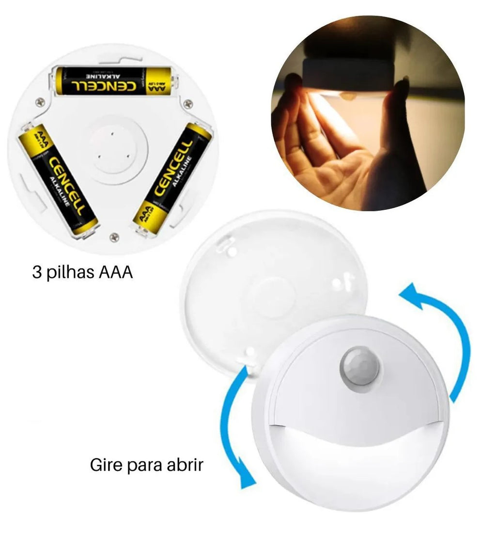 Luz nocturna, sensor movimiento, 3 pilas AAA