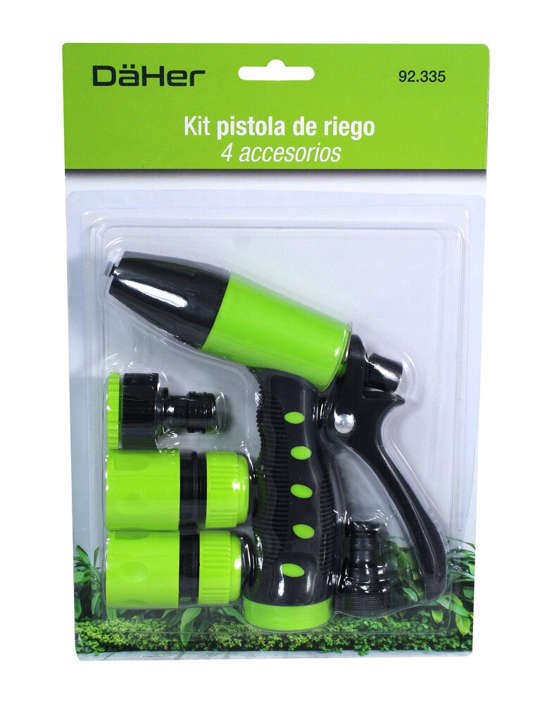 Pistola de riego agua, difusora + 4accesorios. ABS/TPR