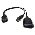 Prolongador IEC macho C14 a hembra C13+clavija plana. 0,5m.