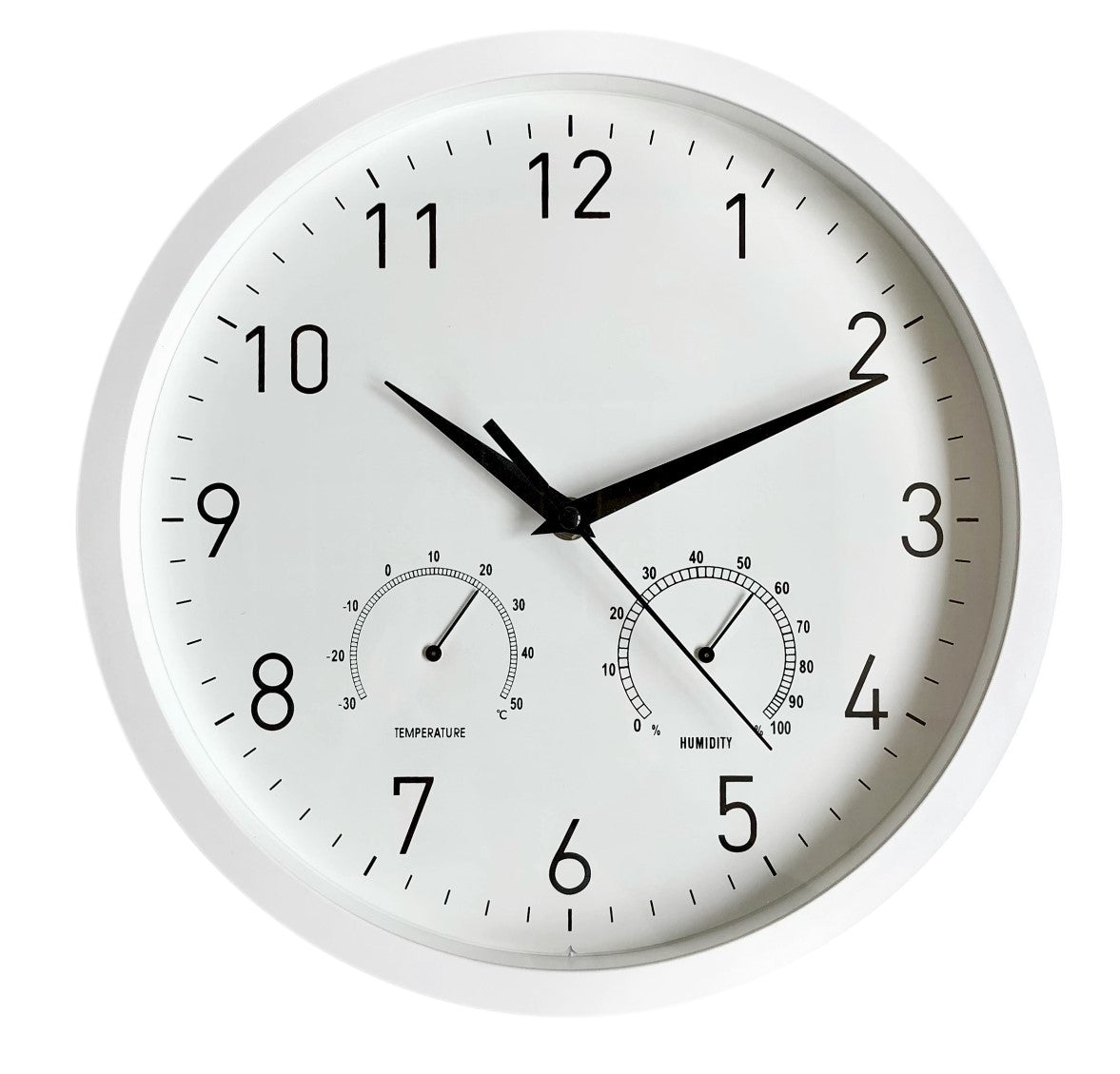 Reloj pared 31 cm, redondo, mide temperatura y humedad interior