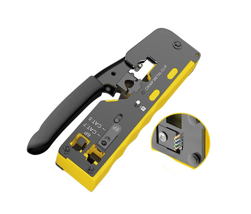 Tenaza para modulares RJ11 (6P4C), RJ12 (6P6C), RJ45 (8P8C) y pasantes