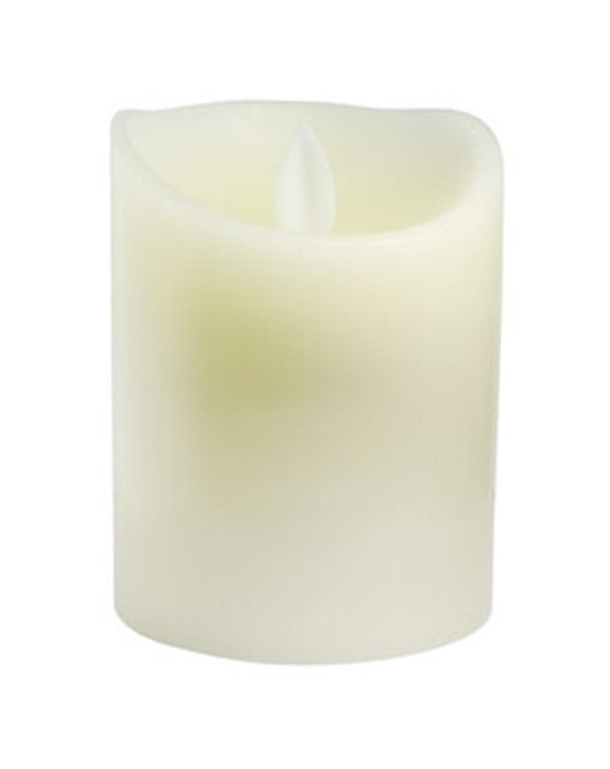 Vela LED cera decorativa 10 cm, marfil, recubrimiento de cera, funciona con pilas