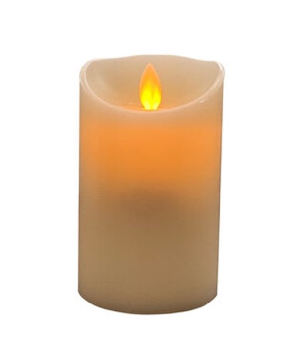 Vela LED cera decorativa 12,5cm, marfil, recubrimiento de cera, funciona con pilas