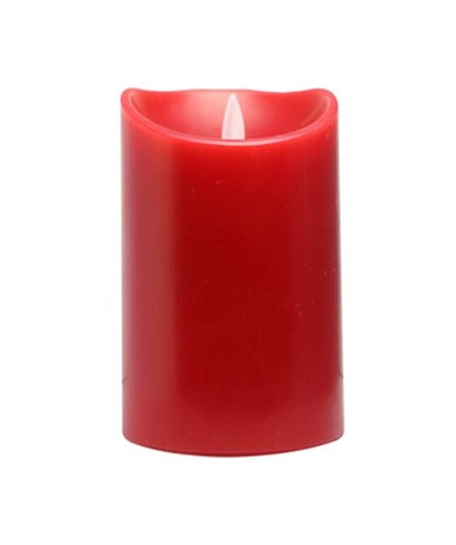 Vela LED cera decorativa 12,5cm, roja, recubrimiento de cera, funciona con pilas