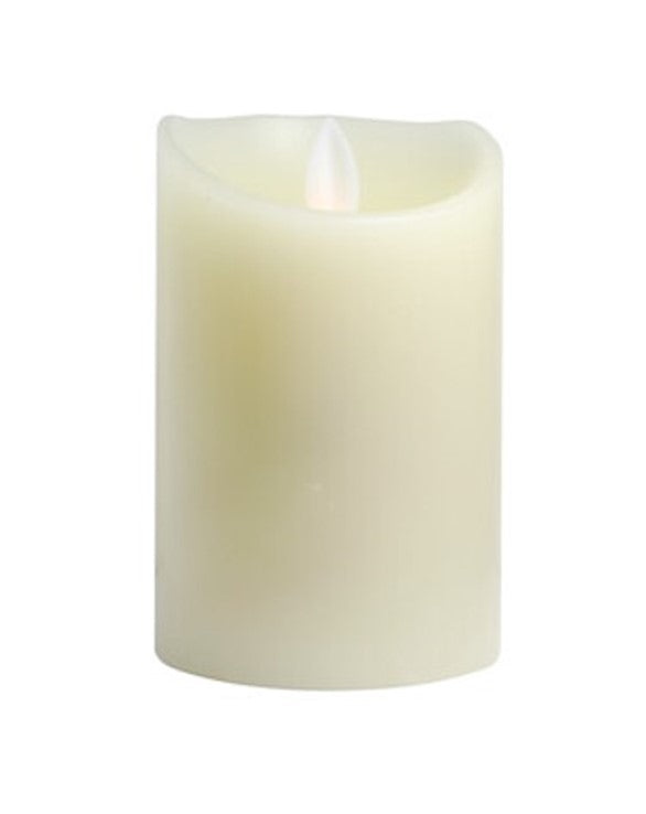 Vela LED cera decorativa 12,5cm, marfil, recubrimiento de cera, funciona con pilas