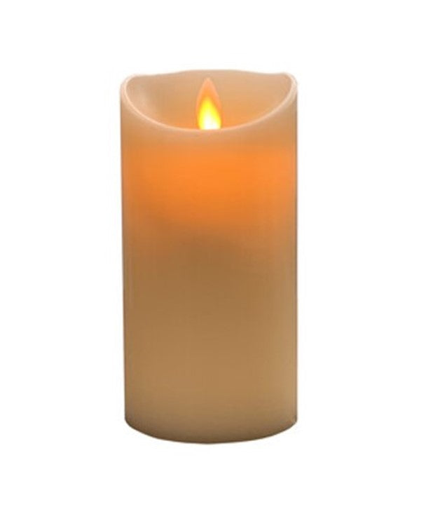 Vela LED cera decorativa 15 cm, marfil, recubrimiento de cera, funciona con pilas