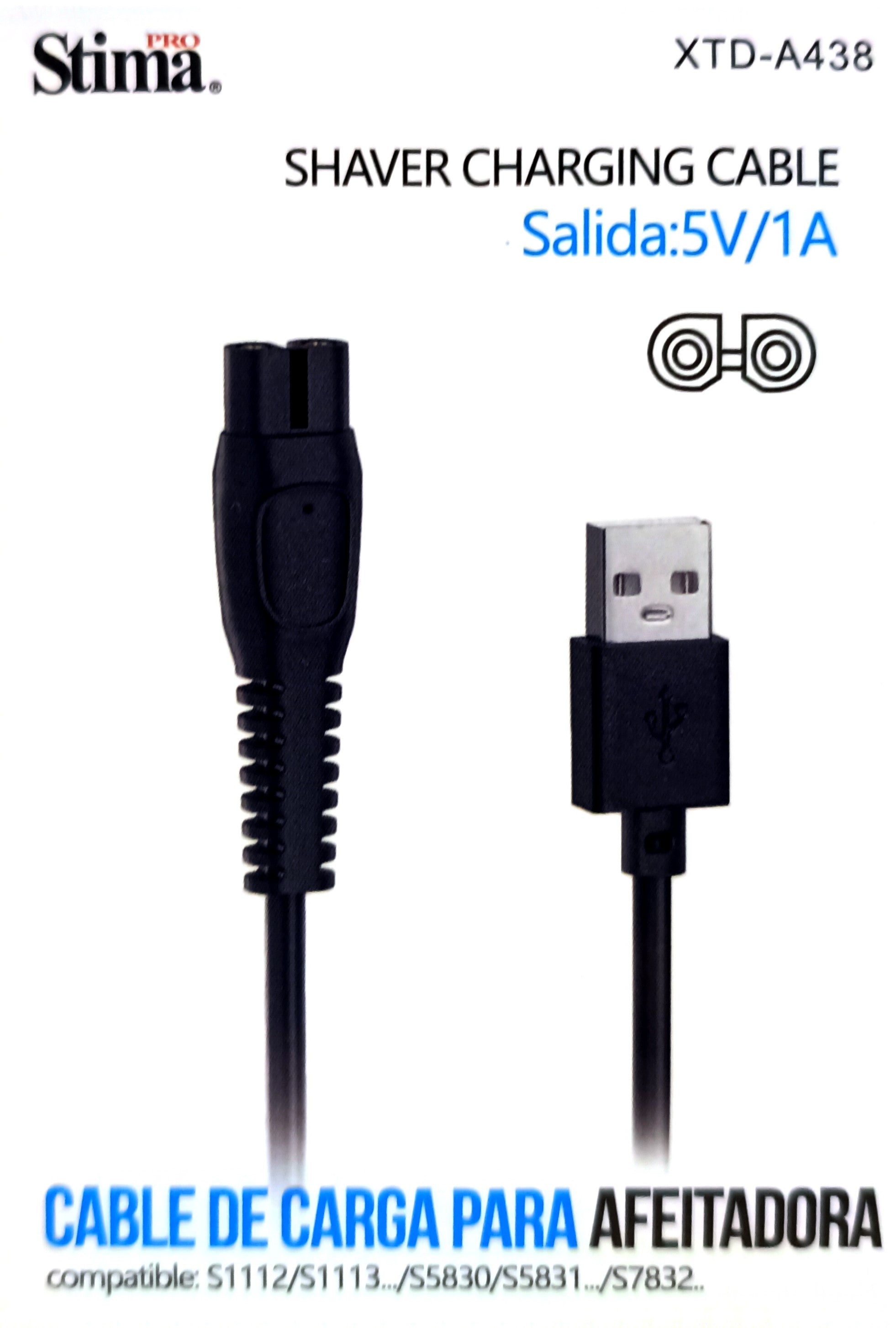 Cable para Afeitadora 5V/1A XTD-A438 Compatible con Philips